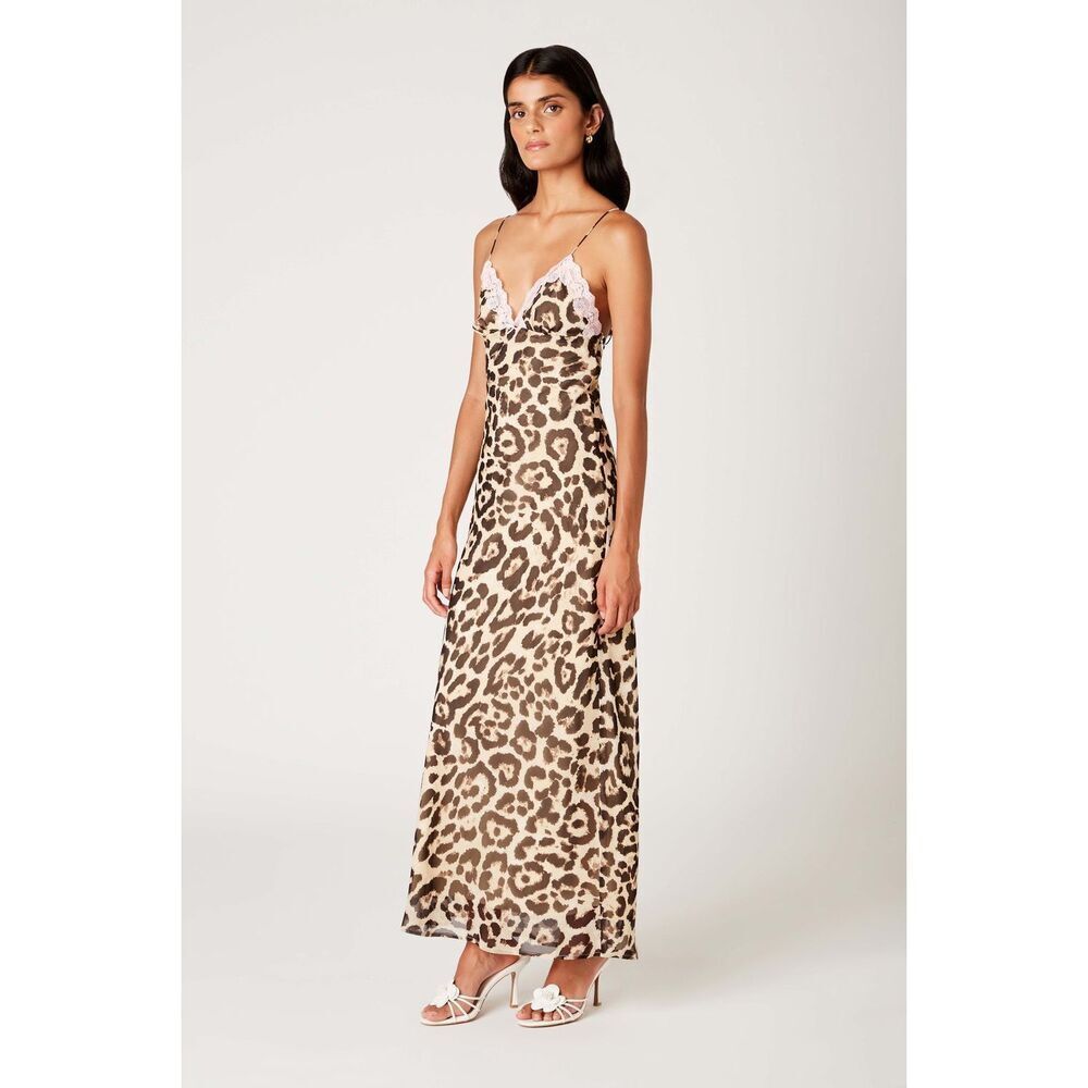 NIA JASMINE DRESS - Leopard print chiffon  Brunch Wine Tasting size S NWT$108